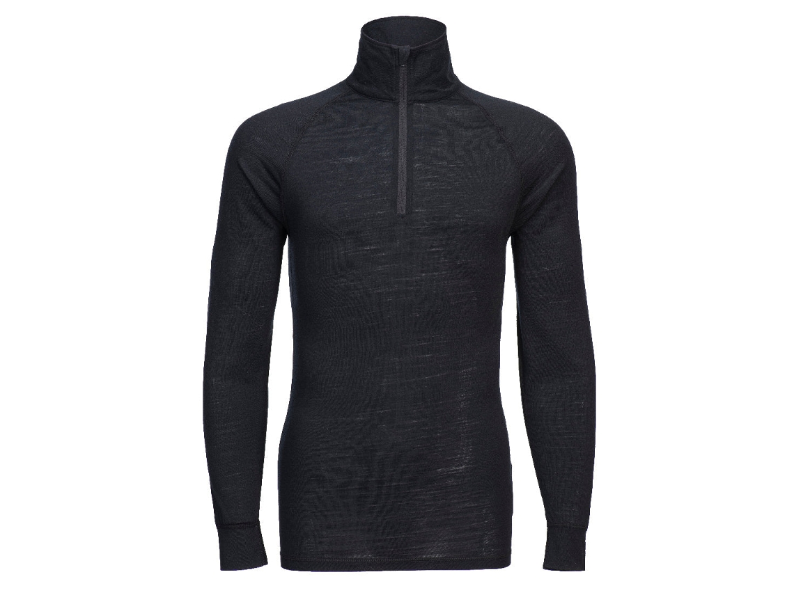 T-shirt De Lã Merino Com Fecho 1/4 Preto / Xl