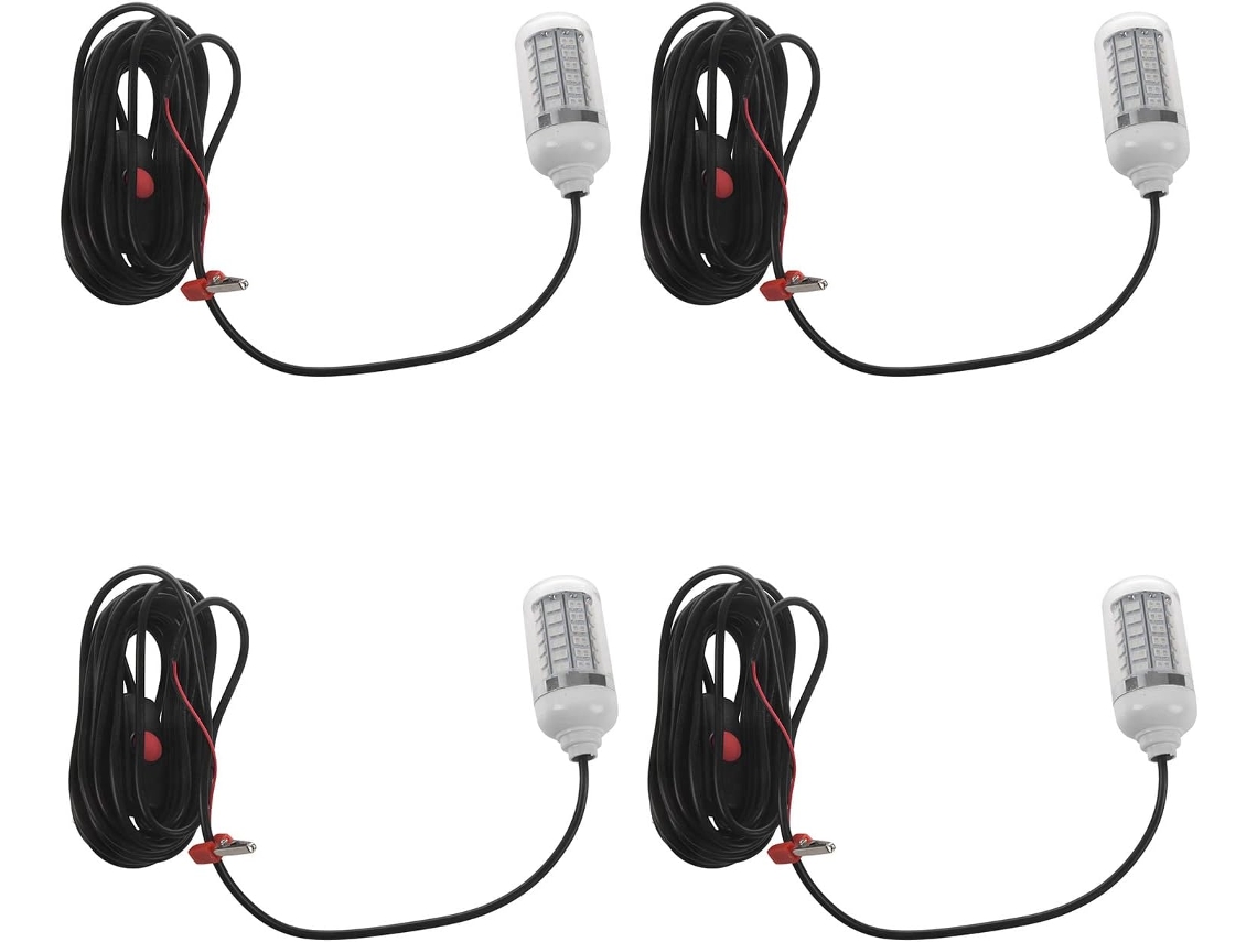 4 luzes LED subaquáticas SFUSHOS, 12V, 108 unidades, verde, iscas, atração de peixes