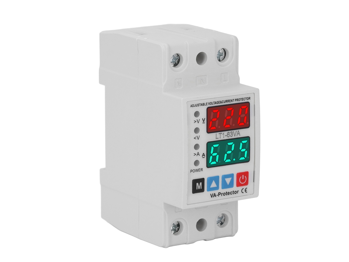 Protetor De Tensão Sobrecarga E Subcarga Ac220v 63a Com Display Duplo E Retenção Magnética