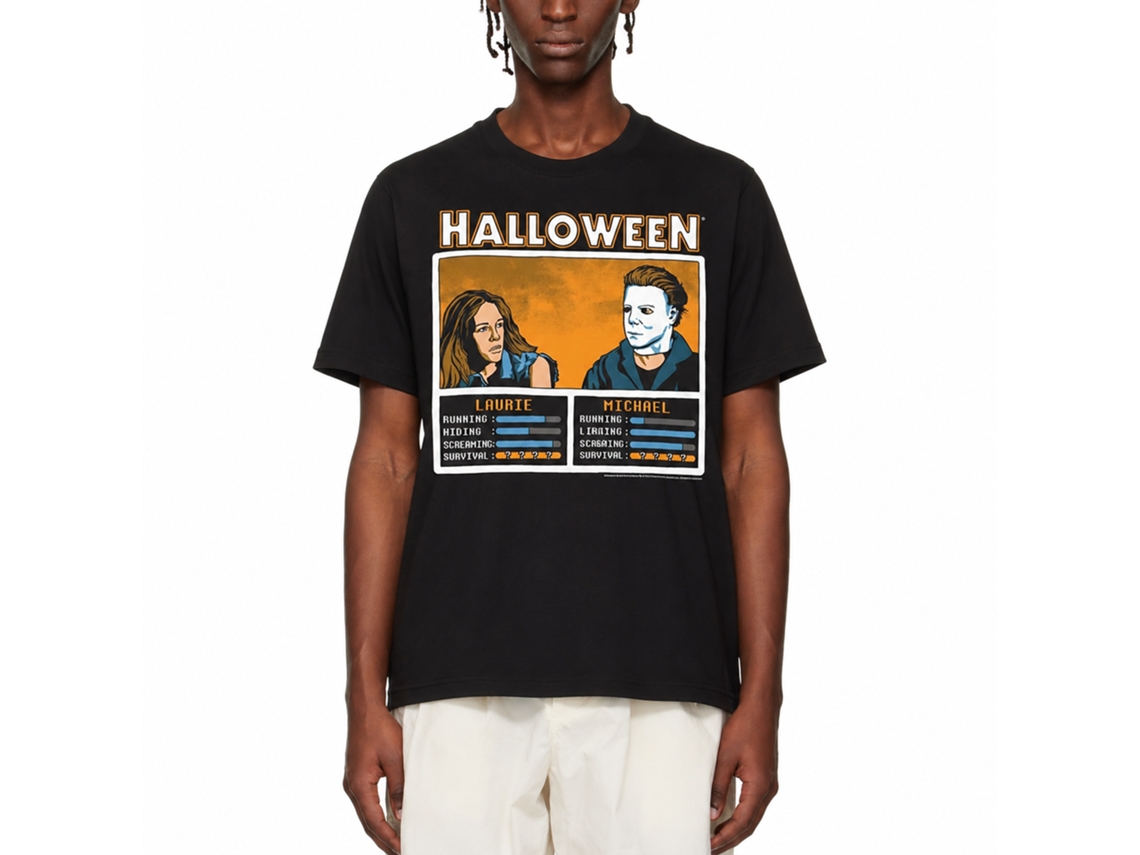 Rockinstone Halloween Movie Face Off No Knives Black Adult T-shirt Size:xl