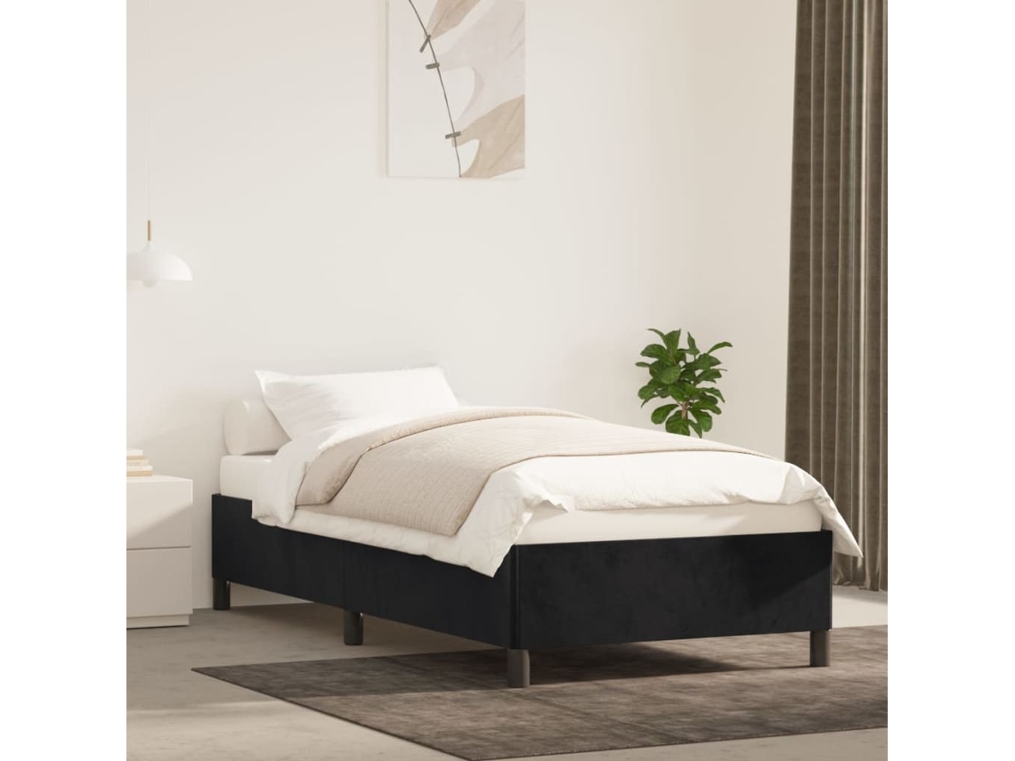 Vidaxl Estrutura De Cama 90x200 Cm Veludo Preto