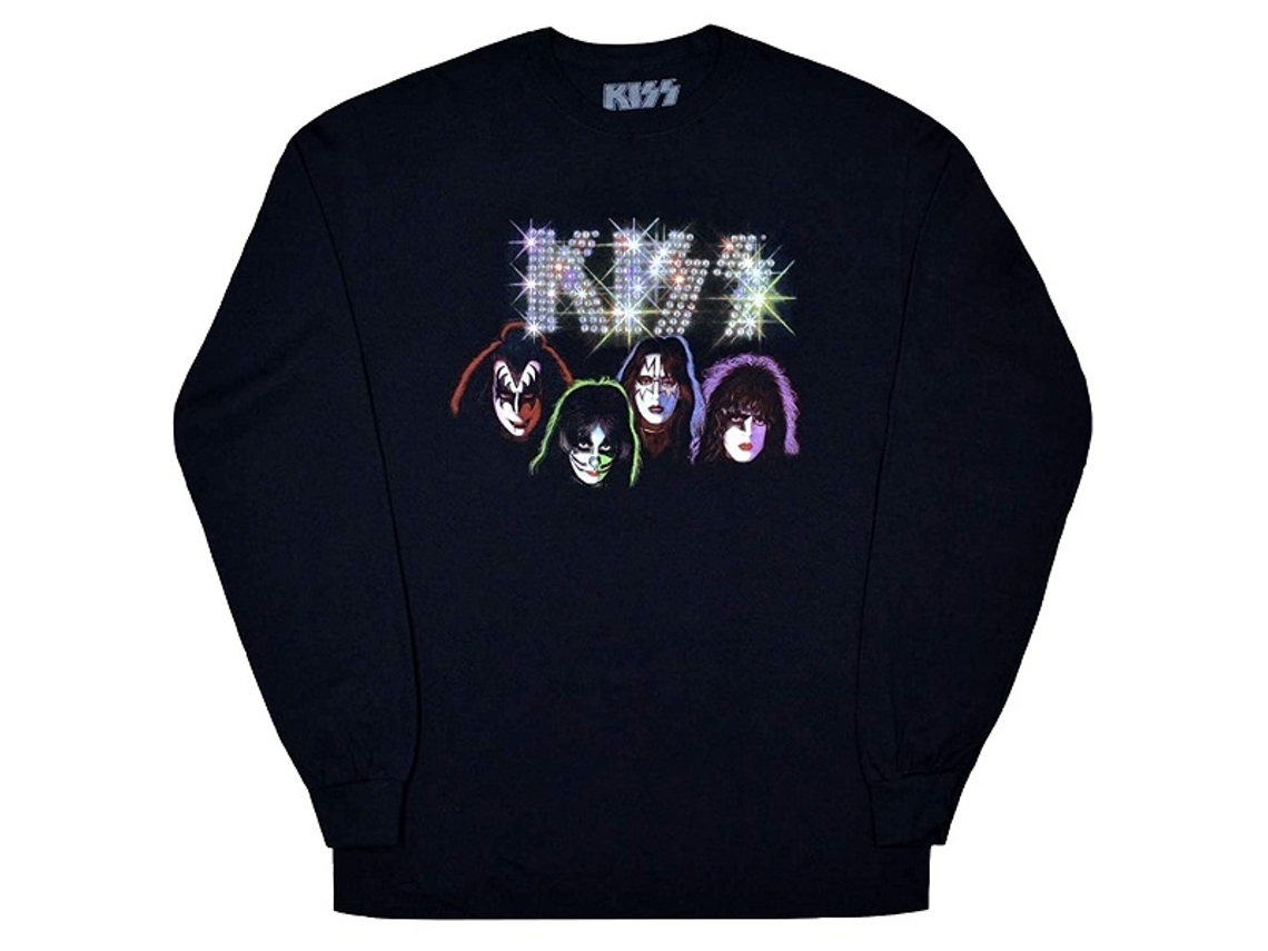 Kiss Faux Embellished Long Sleeve T-shirt Unisex Adults Size:xxl