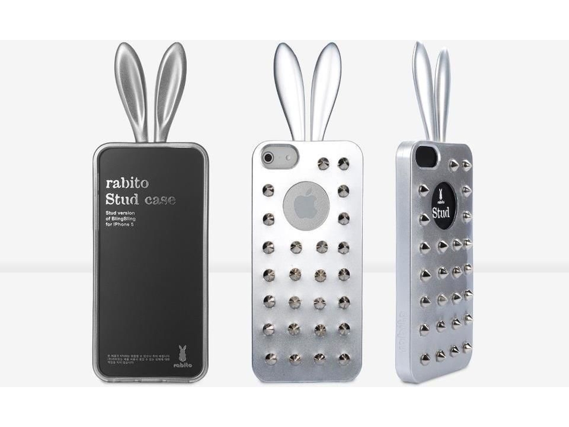 Capa iPhone 5, 5s, SE RABITO Tachas Prateado