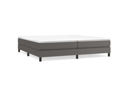 Estrutura de Cama com Molas 200x200 cm Couro Artificial Cinzento MAISON EXCLUSIVE