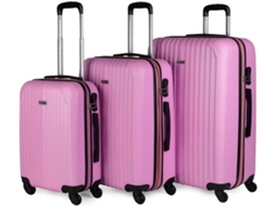 Conjunto de 3 Malas de Viagem ITACA Extensivel Rosa (35/70/100 L)