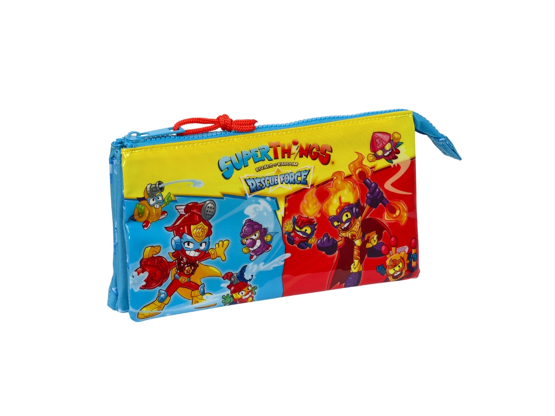 Estojo Triplo Superthings Rescue Force Azul 22 X 12 X 3 Cm