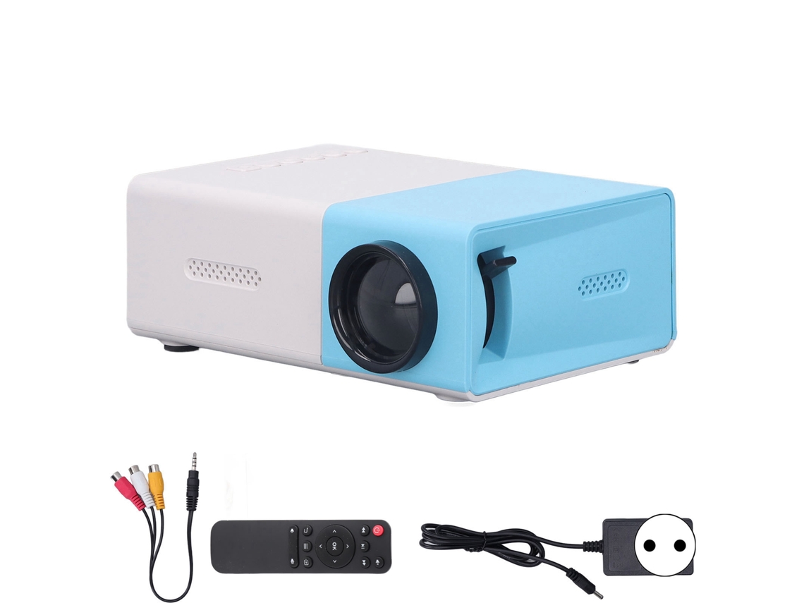 Miniprojetor portátil Slwomoose HD 1080P com alto-falante integrado, imagem com reflexão difusa para jogos e filmes, plugue UE 100-240 V