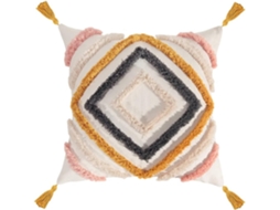 Capa de Almofada Quadrada com Borlas Decorativas em Algodão, 45x45cm, e Zíper Invisível para Sofá CHABERLU