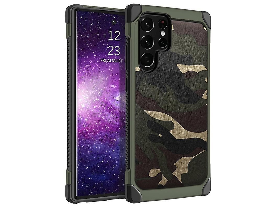 Yuru capa de Camuflagem Compatível com Galaxy S22 Ultra 5g Cor Verde