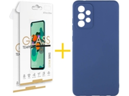 Kit Capa e 2 Películas Samsung Galaxy A52 5G SKYHE Silicone Líquido (Azul)