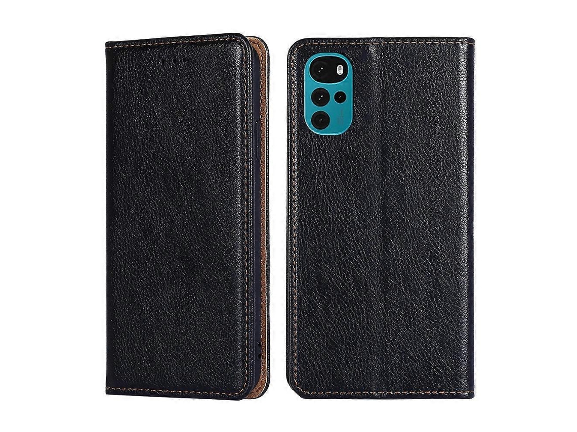 Capa De Couro Magnética Com Brilho Global Para Motorola Moto E32 Índia/e22s 4g, Cor Sólida, Em Óleo