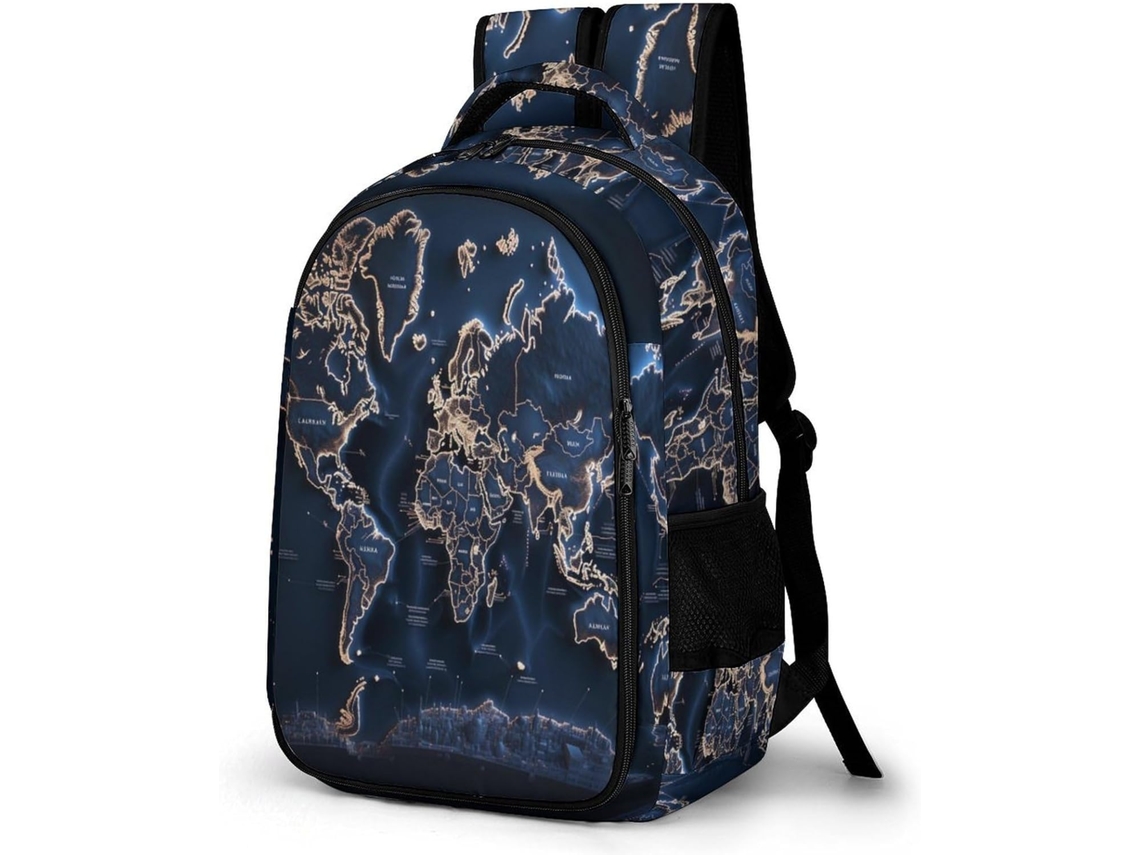 Mochila Mapa Mundi Para Meninas Meninos, Escolar De Arte Jovens De 14 Anos, Leve Com Design De Porta