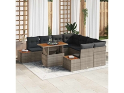 Vidaxl Conjunto De Sofá De Jardim 9 Unid. Cinzento Vime Pe