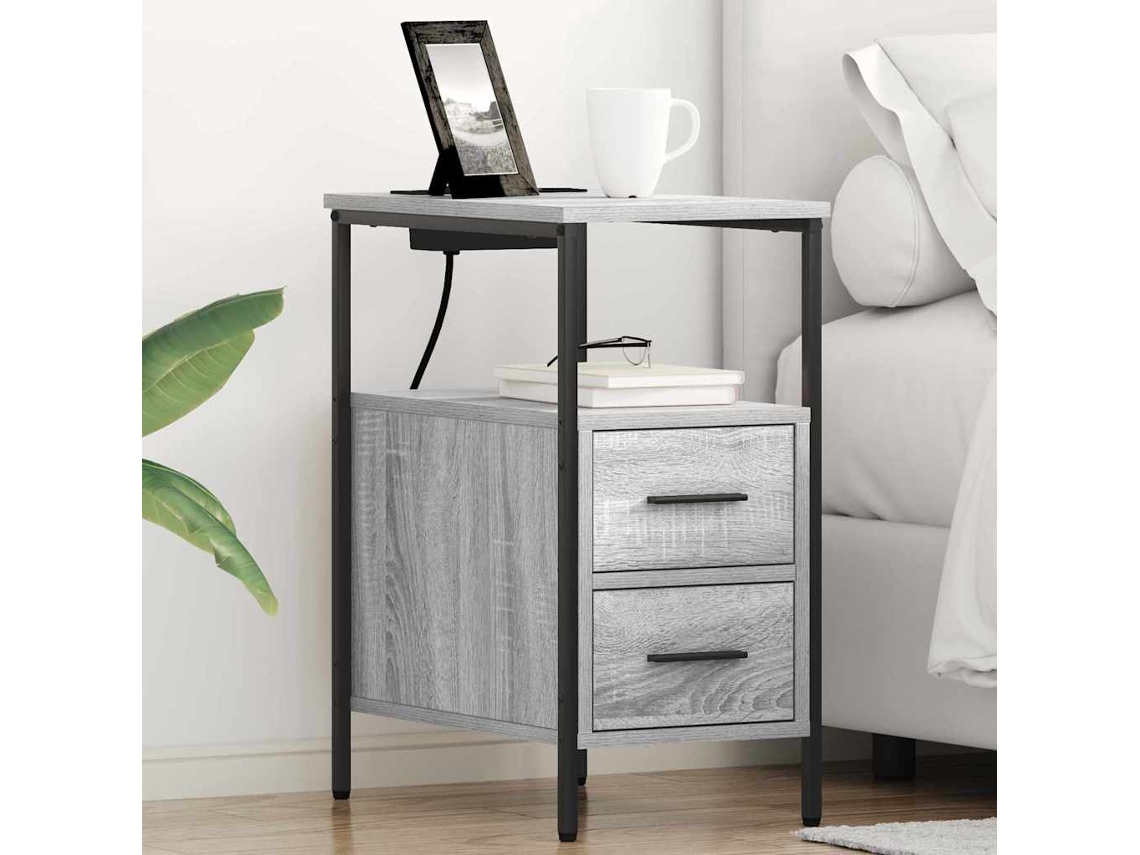 Vidaxl Armário De Cabeceira 2 Pcs Cinza Sonoma 30 X 48 X 61 Cm