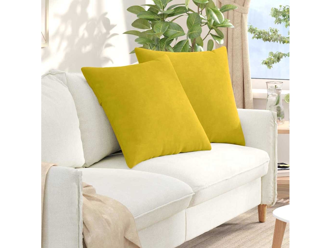 Vidaxl Travesseiros De Sofá 2 Pcs Amarelo 60 X 60 Cm