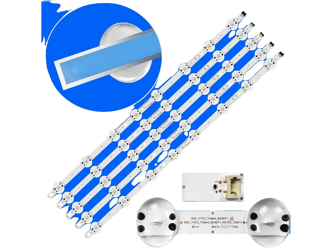 Tiras de Retroiluminação Led, 670 Mm de Comprimento, 8 Pérolas Led por Tira, 6v de Tensão, Compatível com Ssc_19.5_trident, 60um6900pua OEM