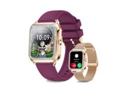Smartwatch Feminino , 1,6 Polegadas, Bluetooth, Chamada, Discagem, Monitoramento De Saúde (pulseira Dourada + Pulseira Bordô)