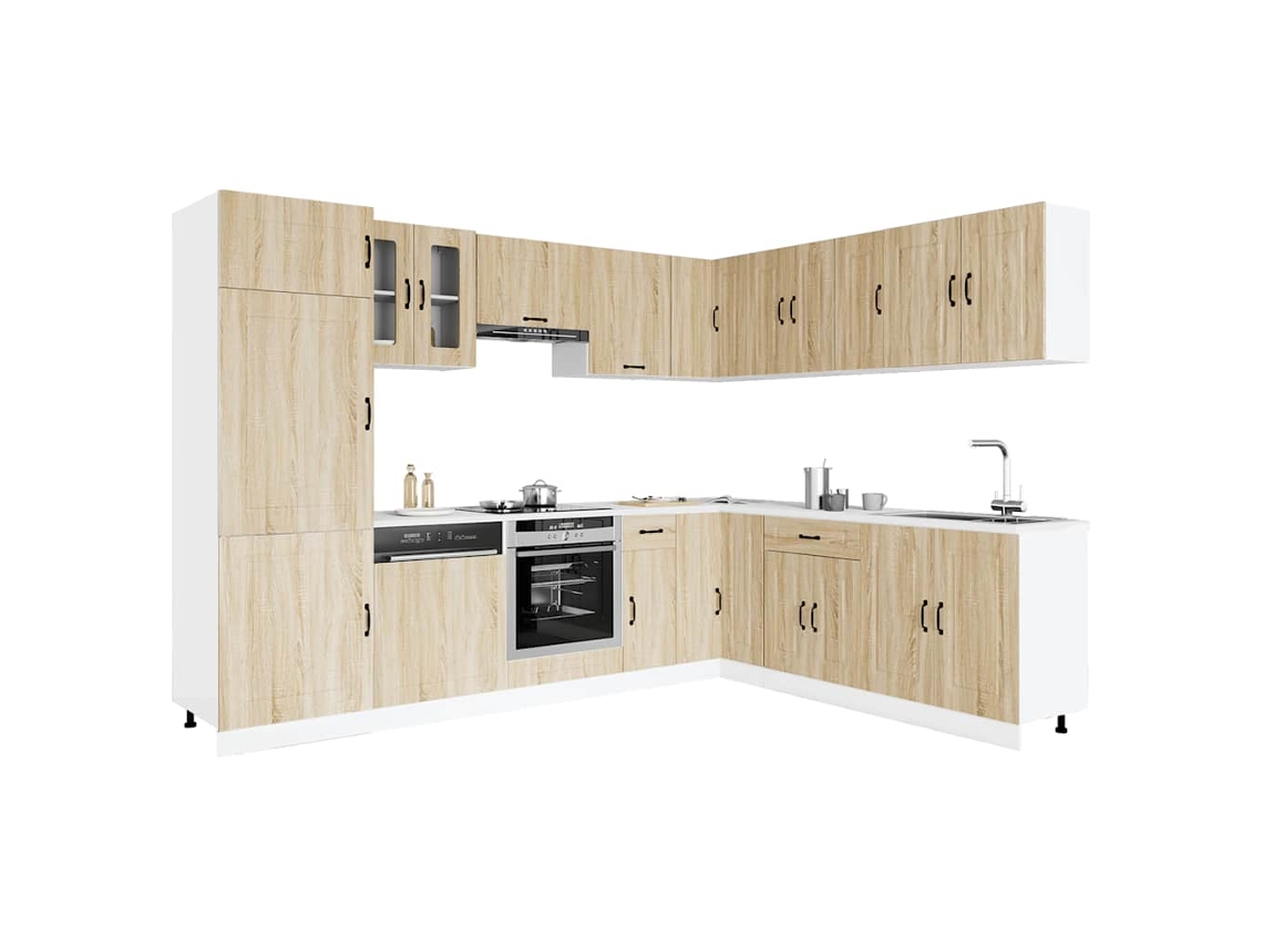 Vidaxl 14 Peças Armário De Cozinha Conjunto Kalmar Sonoma Carvalho