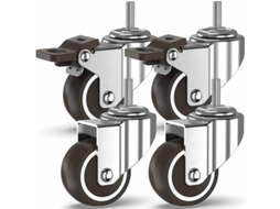 Rodízios Industriais De 50 Mm Com Rosca M10 E Freios Pacote Com 4 Unidades Para Transporte De Móveis Aquaforge