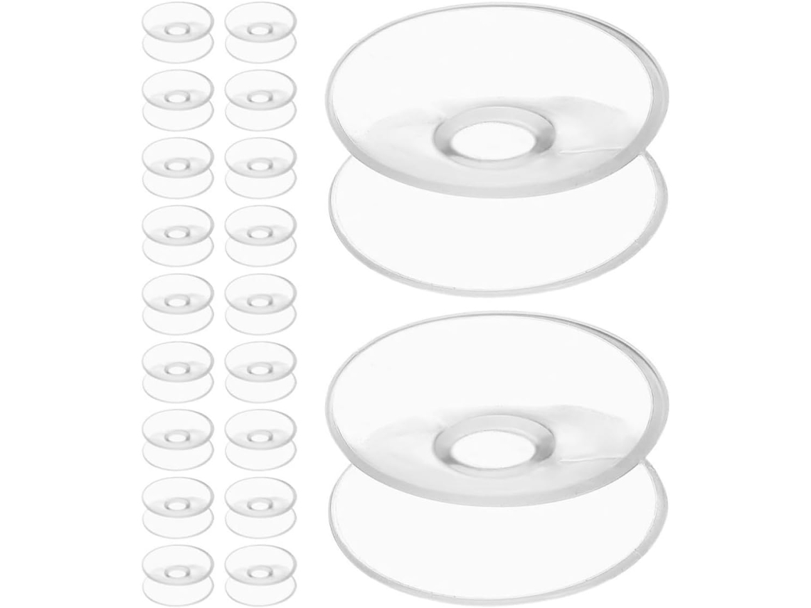 Conjunto De 20 Ventosas Plástico Dupla Face Para Vidro, 30mm De Diâmetro, Com Proteção Transparente Para Uso Em
