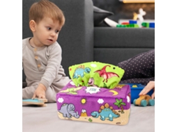 Primerox brinquedo de Caixa de Papel Higiênico Bebê Sensorial Reutilizável com Toalhas Coloridas e Malhas Transparentes