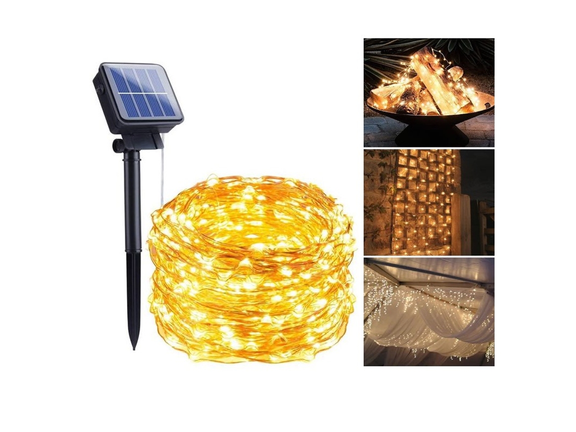 Cordão de Luzes Led com Célula Solar 10 Metros AQUAFORGE (1 Unidade)