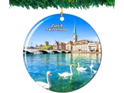 Coleção de Lembranças de Viagem para Decoração da Cidade Suíça Limmat Zurich Switzerland Porcelana Dupla Face 7,