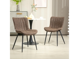 Conjunto De 2 Cadeiras Jantar Design Moderno E Estofadas Para Sala Estar, Quarto, Marrom