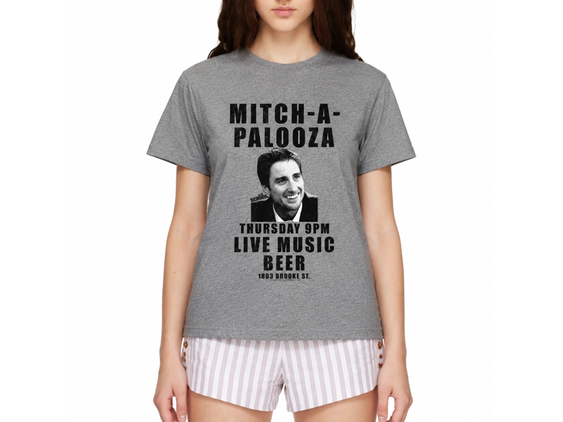 Rockinstone Old School Movie Mitch-a-palooza Heather Graphite Adult T-shirt Size:l