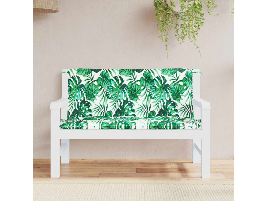 Vidaxl Almofadões Banco Jardim 2 Pcs 120x50x7 Cm Oxford Padrão Folhas
