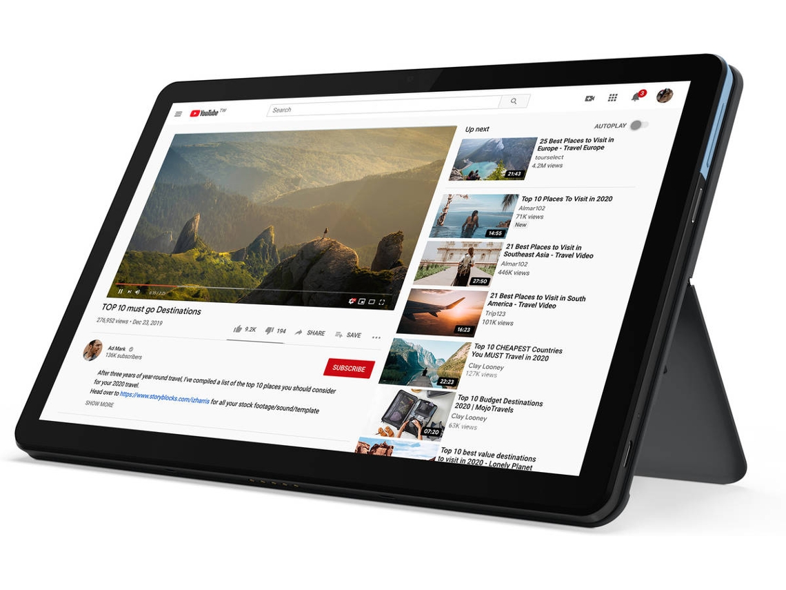 Portátil Híbrido LENOVO IdeaPad Duet Chromebook (10.1'' - MediaTek P60T - RAM: 4 GB - 128 GB eMMC - ARM Mali-G72 MP3)