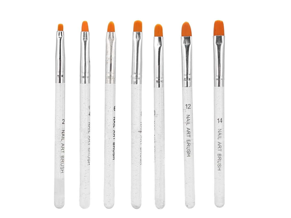 7pcs Pincel De Arte De Unhas Com Cabo Transparente Para Desenho De Padrões E Pintura Com Gel Uv