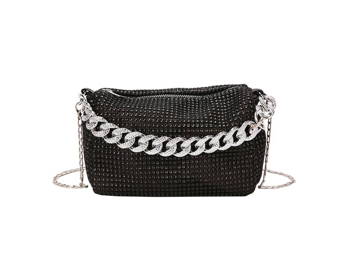 Bolso De Noche Con Piedras Brillantes Para Fiesta De Carnaval Bolsa De Hombro Underarm Negro