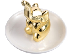 Bandeja Cerâmica Elegante Delicada Formato Elefante Dourado Guardar Exibir Joias Quarto Suas GOKOCO