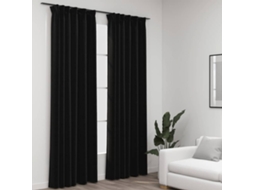 Vidaxl Cortinas Opacas Aspeto Linho + Ganchos 2pcs 140x225cm Antracite