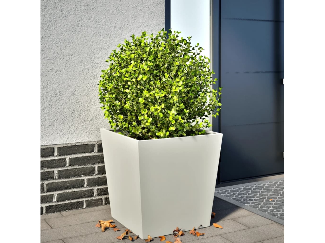Vidaxl Vaso/floreira De Jardim 50x50x50 Cm Aço Branco