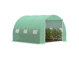 Greenhouse Of Garden 9 M² Greenhouse Tunnel Of Garden 3 X 3 X 2 M With Doors Enroulable And 6 Windows In Maille In Steel Foot Green
