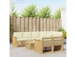 Vidaxl Conjunto De Sofás Para Exterior 9 Unid. Branco E Creme