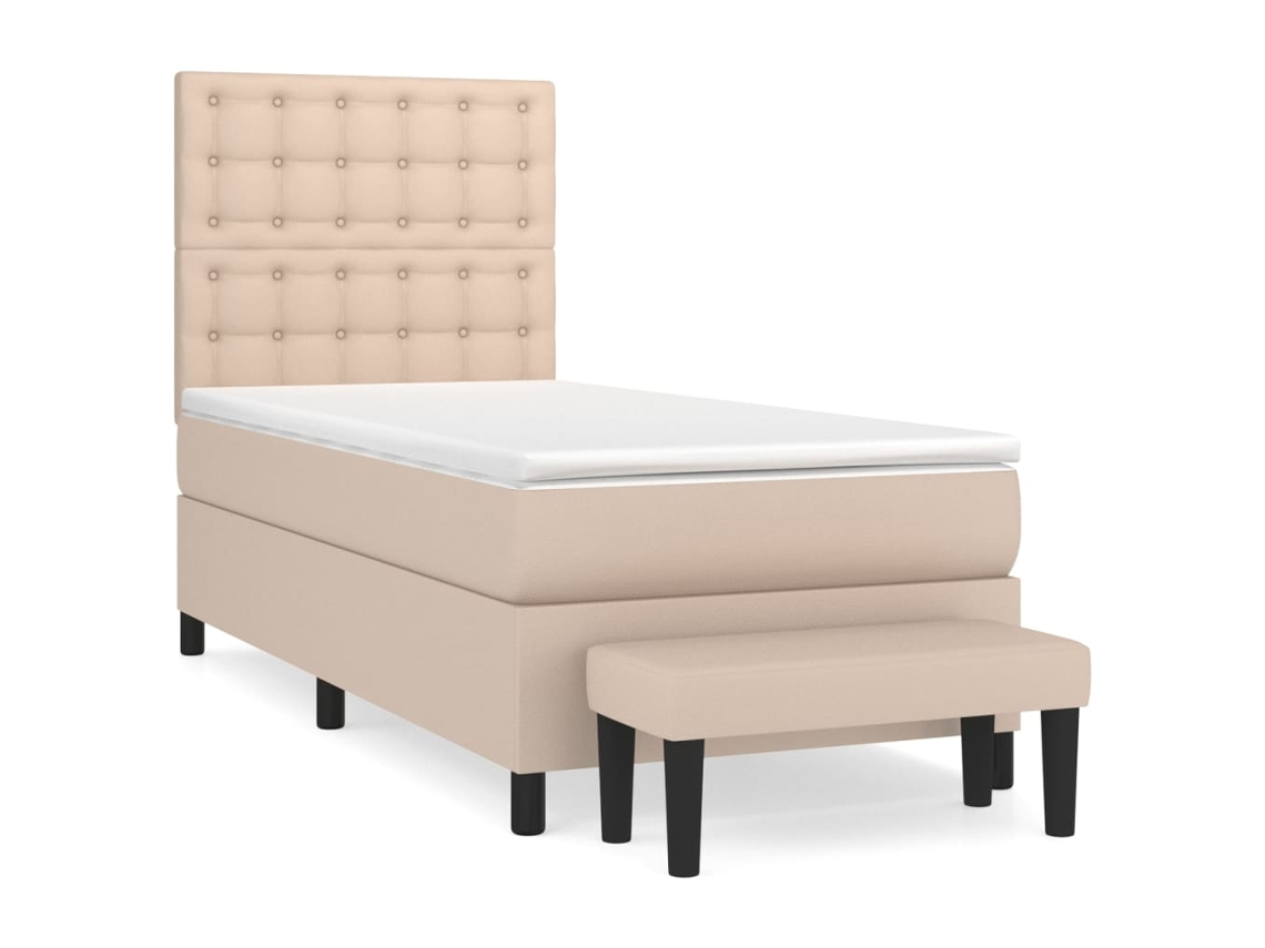 Cama com Molas e Colchão 80x200cm Couro Artificial Cappuccino MAISON EXCLUSIVE