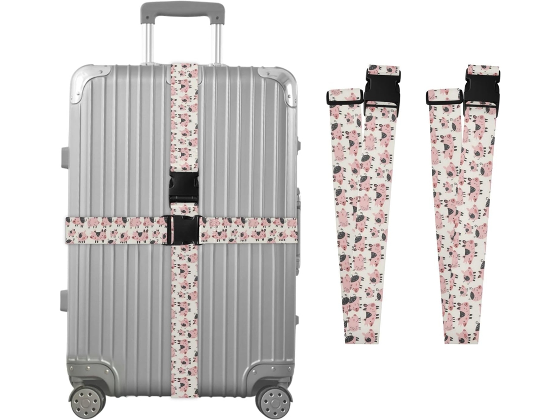 Conjunto De 2 Cintas Bagagem Sem Costura Em Formato Porco Para Malas, Cintas De Viagem, Acessórios Para Cintos, Conector