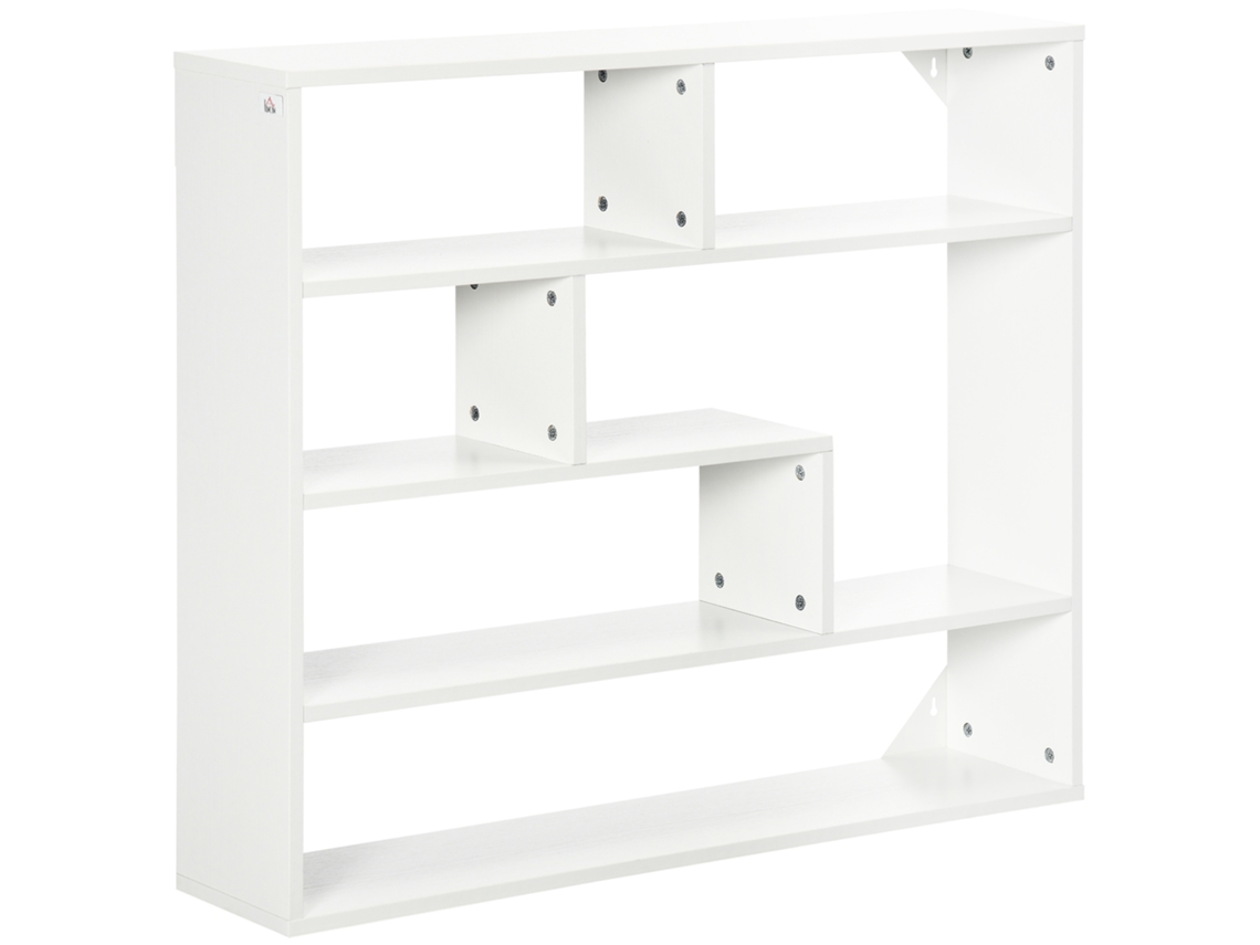 Prateleira de Parede Flutuante com 7 Compartimentos Abertos,estilo Moderno,94x19.5x80cm,branco BTFORUS