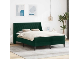 Vidaxl Estrutura De Cama Com Colchão Verde Escuro 180 X 200 Cm Veludo