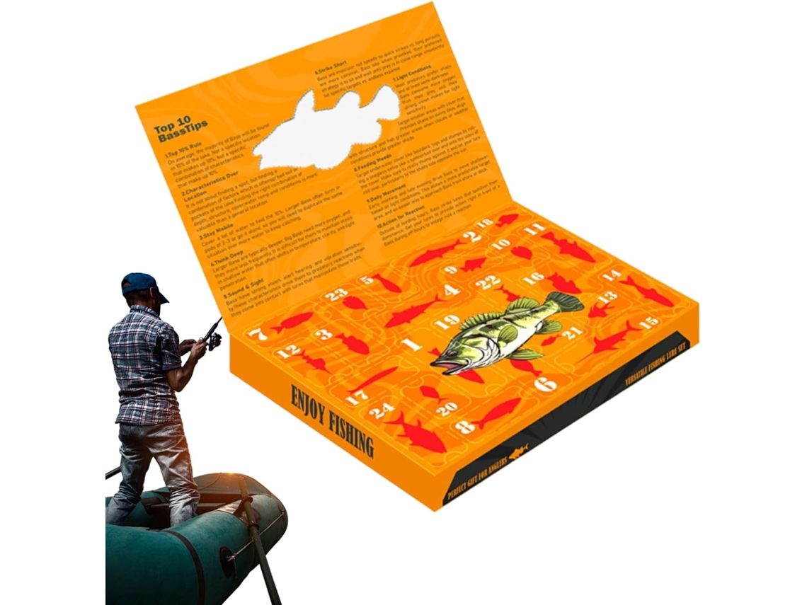 Calendário Do Advento 2025, 30 X 24,5 X 3 Cm, Do De Natal, Contagem Regressiva, Pesca Em Água Doce, 24 Dias