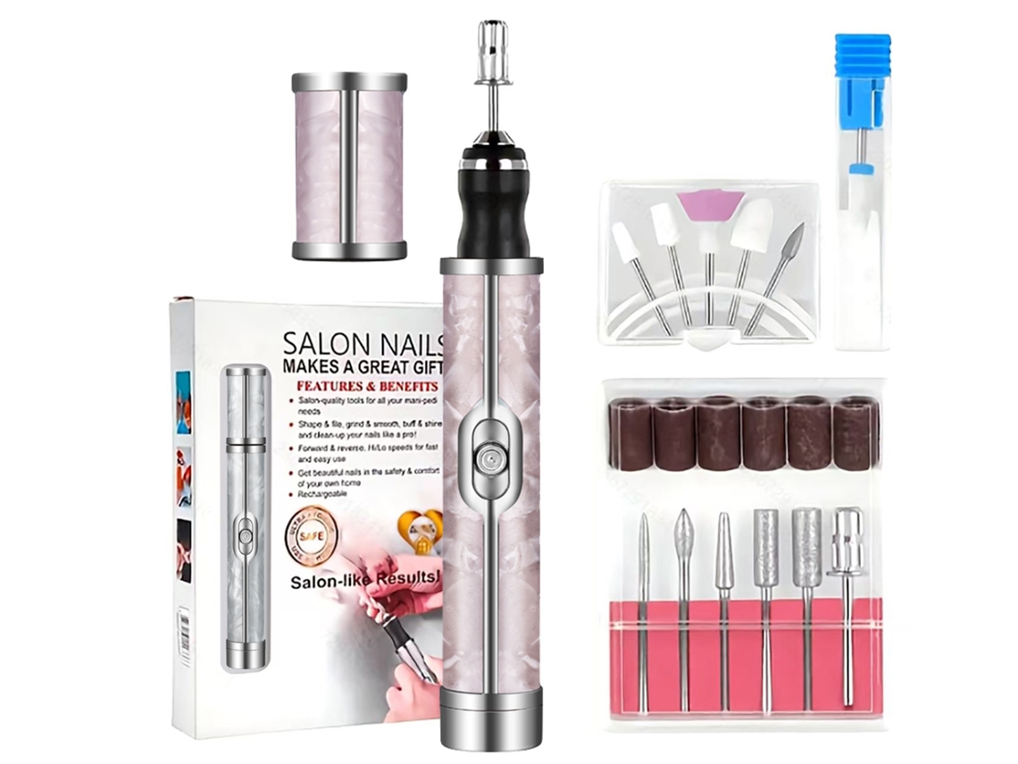 Conjunto Manicure/pedicure Chrui Lima Elétrica 20000rpm 4 Velocidades 12 Pontas (rosa)