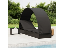 Vidaxl Espreguiçadeira Com Teto Redondo 211x57x140 Cm Vime Pe Preto