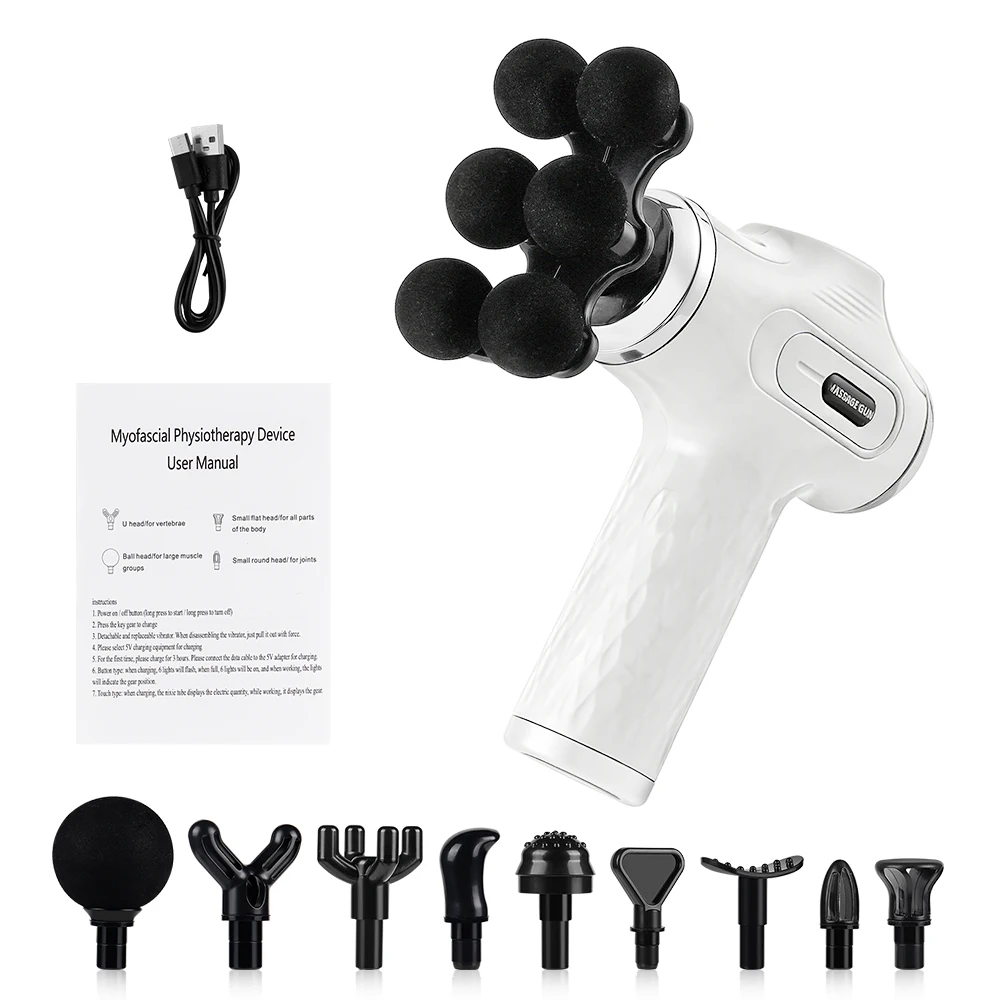 Massageador De Fáscia (branco), Vibração De Alta Frequência, Tipo Impacto, Relaxamento Muscular