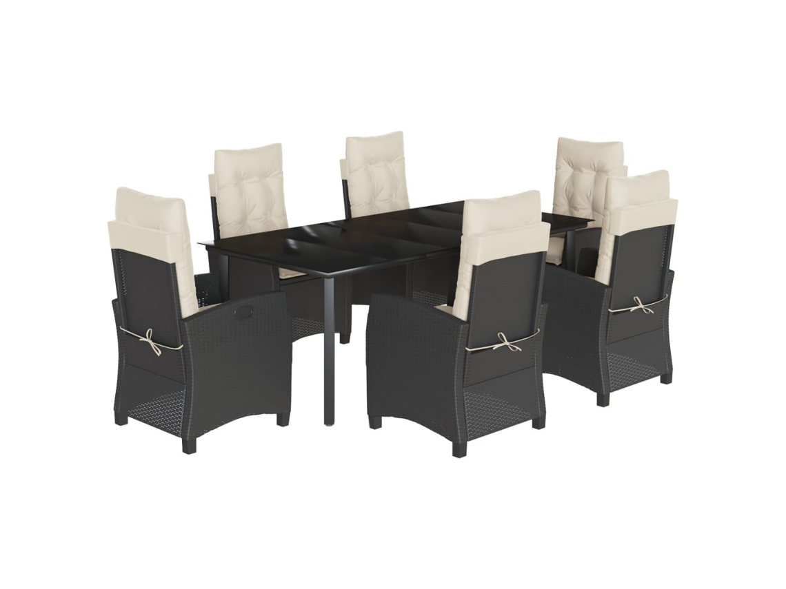 Garden Dining Set, Garden Dining Sets Vidaxl Preto Rattan / Vime (200 Cm Table Length)