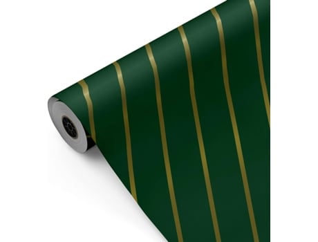 Rolo De Embrulho Para Presente, Rolo Grande 62cm X 100m • Cor Verde Listras Diagonais • Ideal Para Lojas Empresas Fiesta Paper