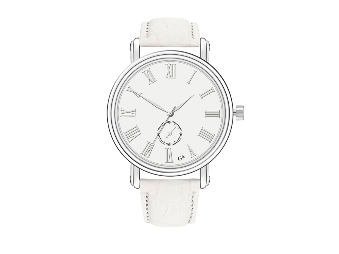 Relógio de Pulso Masculino de Quartzo Casual Estilo Simples Pulseira de Couro Pu Branco