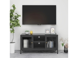Vidaxl Móvel De Tv 105x35x52 Cm Aço E Vidro Antracite